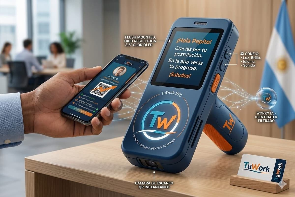 Scanner portatil QR y tarjeta fisica premium TuWork