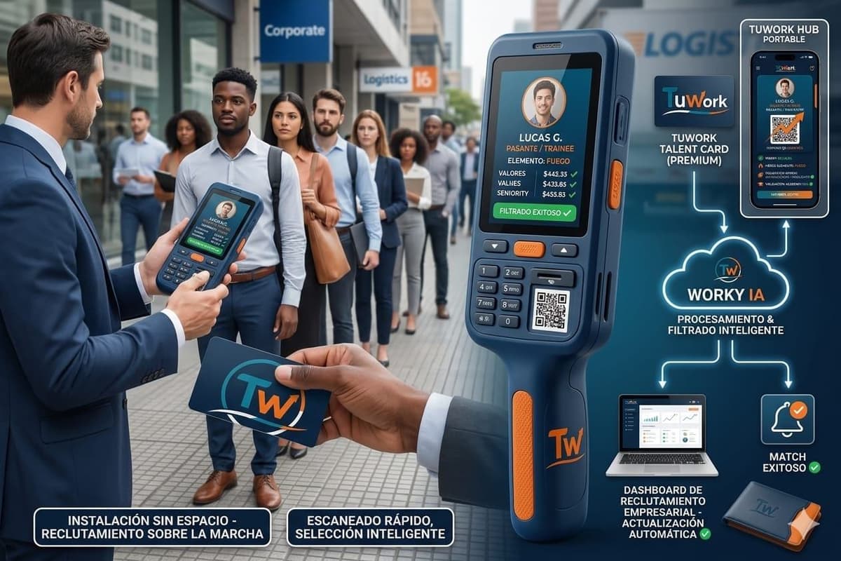 TuWork Hub Portatil en uso movil